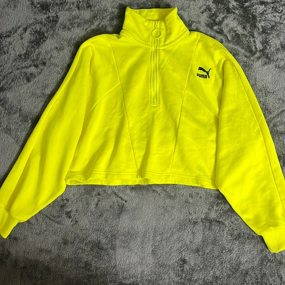 Neon yellow Puma half zip size small - Picture 1 of 4